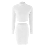 Women Sweater +Pencil Skirt 2 Pieces Set Women Knitted Tracksuit - Biwav