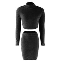 Women Sweater +Pencil Skirt 2 Pieces Set Women Knitted Tracksuit - Biwav