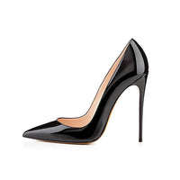 Pumps High Heels Black Patent Leather Pointed Toe Sexy Stiletto Shoes - Biwav