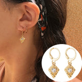 Star Hoop Earrings for Women Gold Coin Cross Small Eyes Tiny Huggie Hoops Earrings With Rhinestones Minimalist Jewelry - Biwav