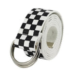 130cm Dual Ring Canvas Waist Belt Rainbow Color Striped Strap - Biwav