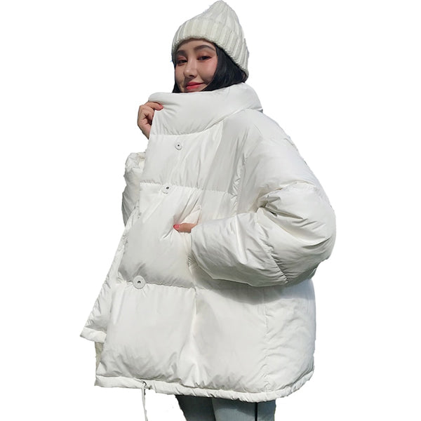 Female Down Coat Loose Oversized Womens Short Parka - Biwav