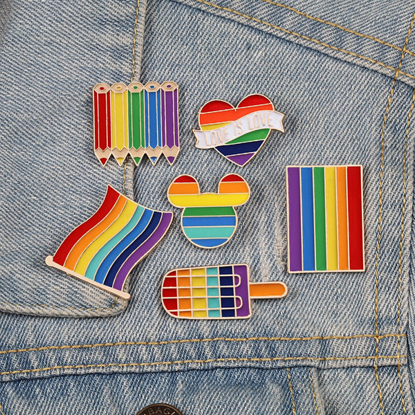 Pride Rainbow Flags Brooches Badge Denim Jackets Jewelry - Biwav