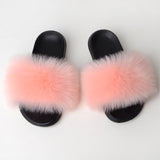 Faux Fox Fur Slippers Lady Indoor Outdoor Sandals - Biwav