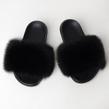 Faux Fox Fur Slippers Lady Indoor Outdoor Sandals - Biwav