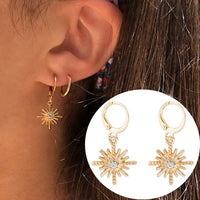 Star Hoop Earrings for Women Gold Coin Cross Small Eyes Tiny Huggie Hoops Earrings With Rhinestones Minimalist Jewelry - Biwav