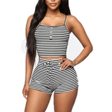 Women 2pcs Striped Slim Pajama Set Sleepwear - Biwav