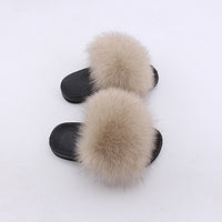 Kids Real Fox Hair Slippers - Biwav