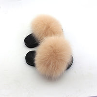 Kids Real Fox Hair Slippers - Biwav