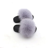 Kids Real Fox Hair Slippers - Biwav