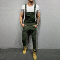 Mens Fashion Denim Dungaree Bib Overalls Jumpsuits Moto Biker Pants - Biwav