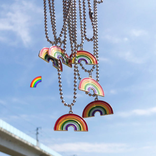 Colorful Rainbow Pendant Stainless Steel Necklace Long Chain - Biwav