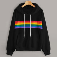 Women Hoodie Rainbow Print Casual O-Neck Hoodie Long Sleeve - Biwav