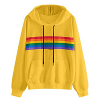 Women Hoodie Rainbow Print Casual O-Neck Hoodie Long Sleeve - Biwav