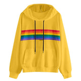 Women Hoodie Rainbow Print Casual O-Neck Hoodie Long Sleeve - Biwav