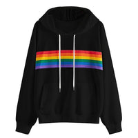 Women Hoodie Rainbow Print Casual O-Neck Hoodie Long Sleeve - Biwav