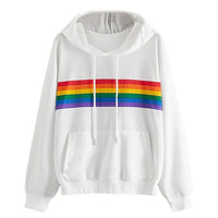 Women Hoodie Rainbow Print Casual O-Neck Hoodie Long Sleeve - Biwav