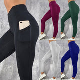 Women Gym Leggings Push Up High Waist Pocket Workout Slim Leggings - Biwav