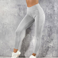 Women Gym Leggings Push Up High Waist Pocket Workout Slim Leggings - Biwav