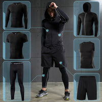 Men's Running Sets Compression Jogging Sport Suits Gym Fitness - Biwav