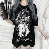 Vintage T-shirts Gothic Vintage Swith Print Loose Women Tops - Biwav