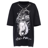 Vintage T-shirts Gothic Vintage Swith Print Loose Women Tops - Biwav