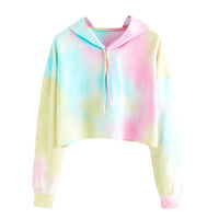 Multicolored Casual Women Drawstring Hooded Sweatshirt - Biwav