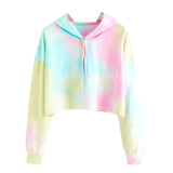 Multicolored Casual Women Drawstring Hooded Sweatshirt - Biwav