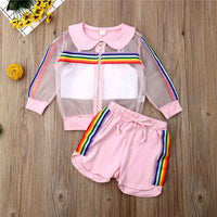 Long Sleeve Coat+Vest+Short Pants Girl 3pcs Infant Set - Biwav