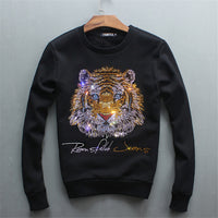 2020 hoodies new men's head round neck sweater shirt Diamonds Tiger - Biwav