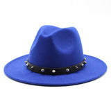 Wool Fedora Hat With Punk Rivet Ribbon Elegant - Biwav