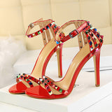 2020 Women 11cm High Heels Rivets Studded Stiletto Gladiator Pumps - Biwav