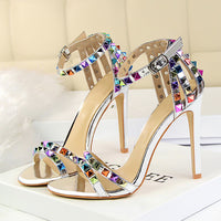 2020 Women 11cm High Heels Rivets Studded Stiletto Gladiator Pumps - Biwav