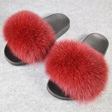 2020 Women Real Genuine Fox Fur Slippers Summer Girls Lovely Fluffy Fox Fur - Biwav