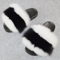 2020 Women Real Genuine Fox Fur Slippers Summer Girls Lovely Fluffy Fox Fur - Biwav