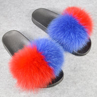 2020 Women Real Genuine Fox Fur Slippers Summer Girls Lovely Fluffy Fox Fur - Biwav