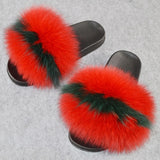 2020 Women Real Genuine Fox Fur Slippers Summer Girls Lovely Fluffy Fox Fur - Biwav