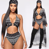 Sexy Four Pieces Bikini Set Long Sleeve Bikini Cover Up - Biwav