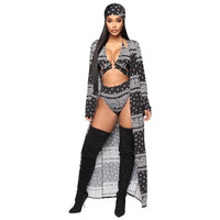 Sexy Four Pieces Bikini Set Long Sleeve Bikini Cover Up - Biwav