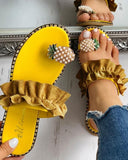 Women Pineapple Pearl Flat Toe Bohemian Beach Sandals - Biwav