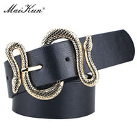 Maikun Belts for Women Snake Shape Pin Buckle Belt High Quality Leather Women Belt - Biwav