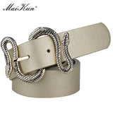 Maikun Belts for Women Snake Shape Pin Buckle Belt High Quality Leather Women Belt - Biwav