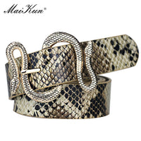 Maikun Belts for Women Snake Shape Pin Buckle Belt High Quality Leather Women Belt - Biwav