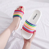 Slippers Summer Shoes Rainbow Non-slip Beach Shoes Casual Flip Flops - Biwav