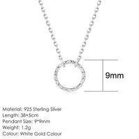 14K Gold Plated 925 Sterling Silver Necklace Hammer Pattern Pendant Fine Jewelry Choker Chain - Biwav