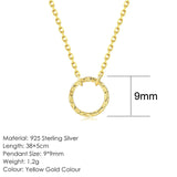 14K Gold Plated 925 Sterling Silver Necklace Hammer Pattern Pendant Fine Jewelry Choker Chain - Biwav