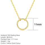 14K Gold Plated 925 Sterling Silver Necklace Hammer Pattern Pendant Fine Jewelry Choker Chain - Biwav