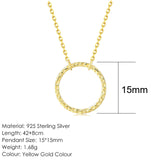 14K Gold Plated 925 Sterling Silver Necklace Hammer Pattern Pendant Fine Jewelry Choker Chain - Biwav