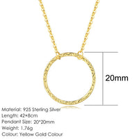 14K Gold Plated 925 Sterling Silver Necklace Hammer Pattern Pendant Fine Jewelry Choker Chain - Biwav