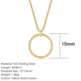 14K Gold Plated 925 Sterling Silver Necklace Hammer Pattern Pendant Fine Jewelry Choker Chain - Biwav